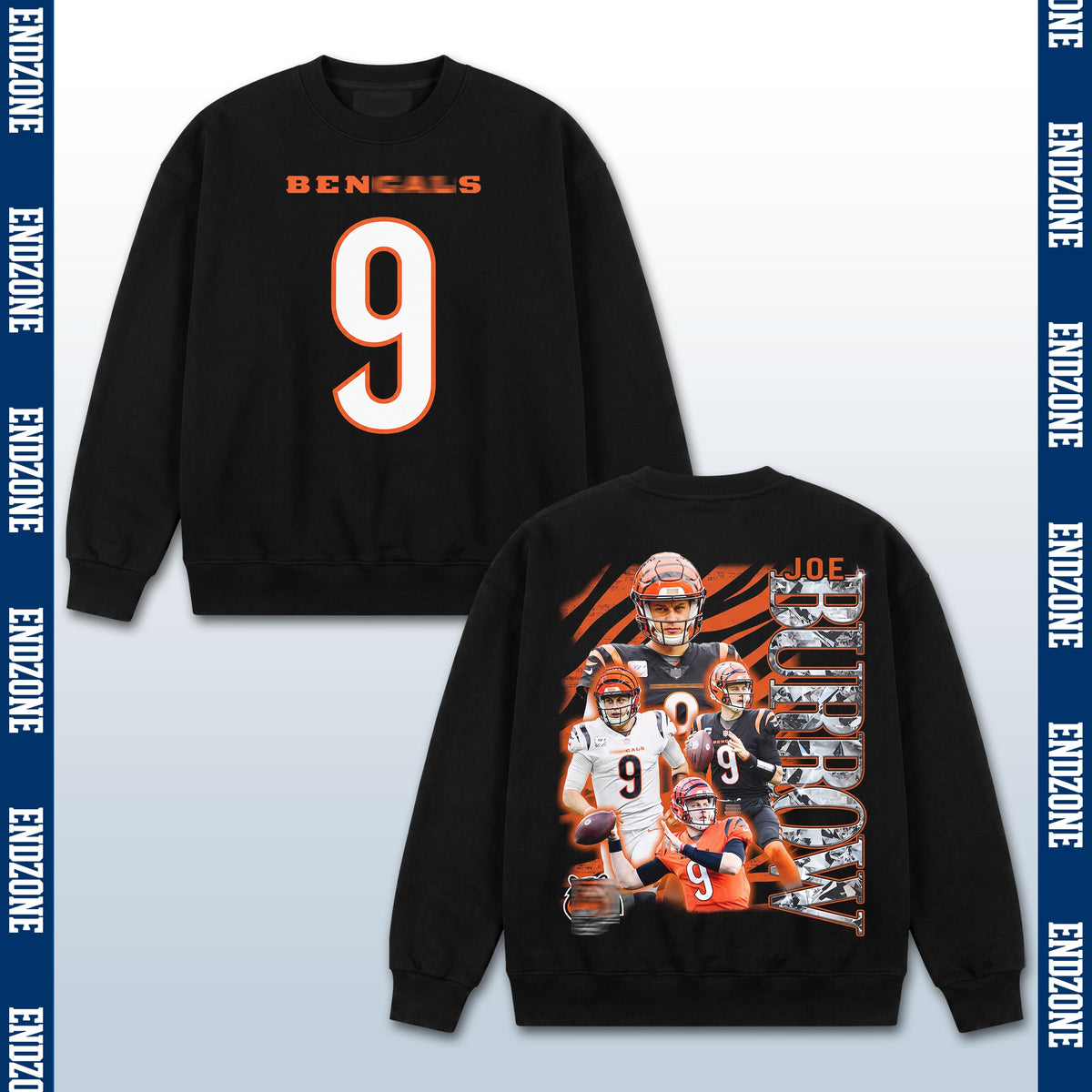 Joe Burrow Cincinnati Bengals #9 Multi-Photo Collage Vintage Graphic Hoodie Sweatshirt T-Shirt, NFL Football Season Apparel, J. Burrow JB9 Joey B Legend Retro Streetwear Tee, Cincinnati Football Fan Gift