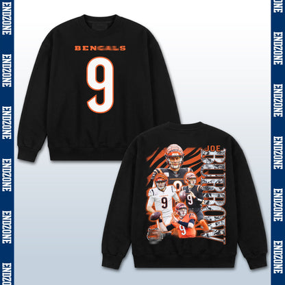 Joe Burrow Cincinnati Bengals #9 Multi-Photo Collage Vintage Graphic Hoodie Sweatshirt T-Shirt, NFL Football Season Apparel, J. Burrow JB9 Joey B Legend Retro Streetwear Tee, Cincinnati Football Fan Gift