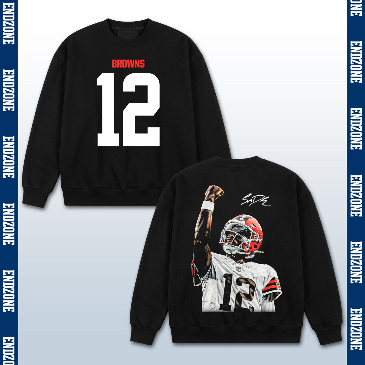 Tom Brady Cleveland Browns #12 Raising Fist Vintage Graphic Hoodie Sweatshirt T-Shirt, NFL Football Season Apparel, T. Brady TB12 GOAT Legend Retro Streetwear Tee, Cleveland Football Fan Gift