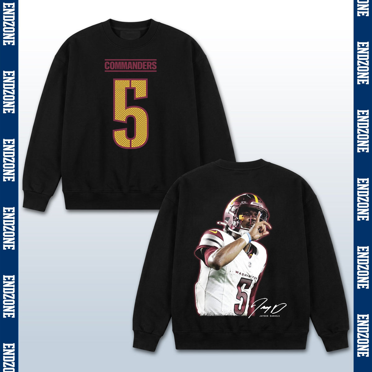 Jayden Daniels Washington Commanders #5 Finger Guns Celebration Vintage Graphic Hoodie Sweatshirt T-Shirt, NFL Football Season Apparel, J. Daniels JD5 ROY Legend Retro Streetwear Tee, Washington Football Fan Gift