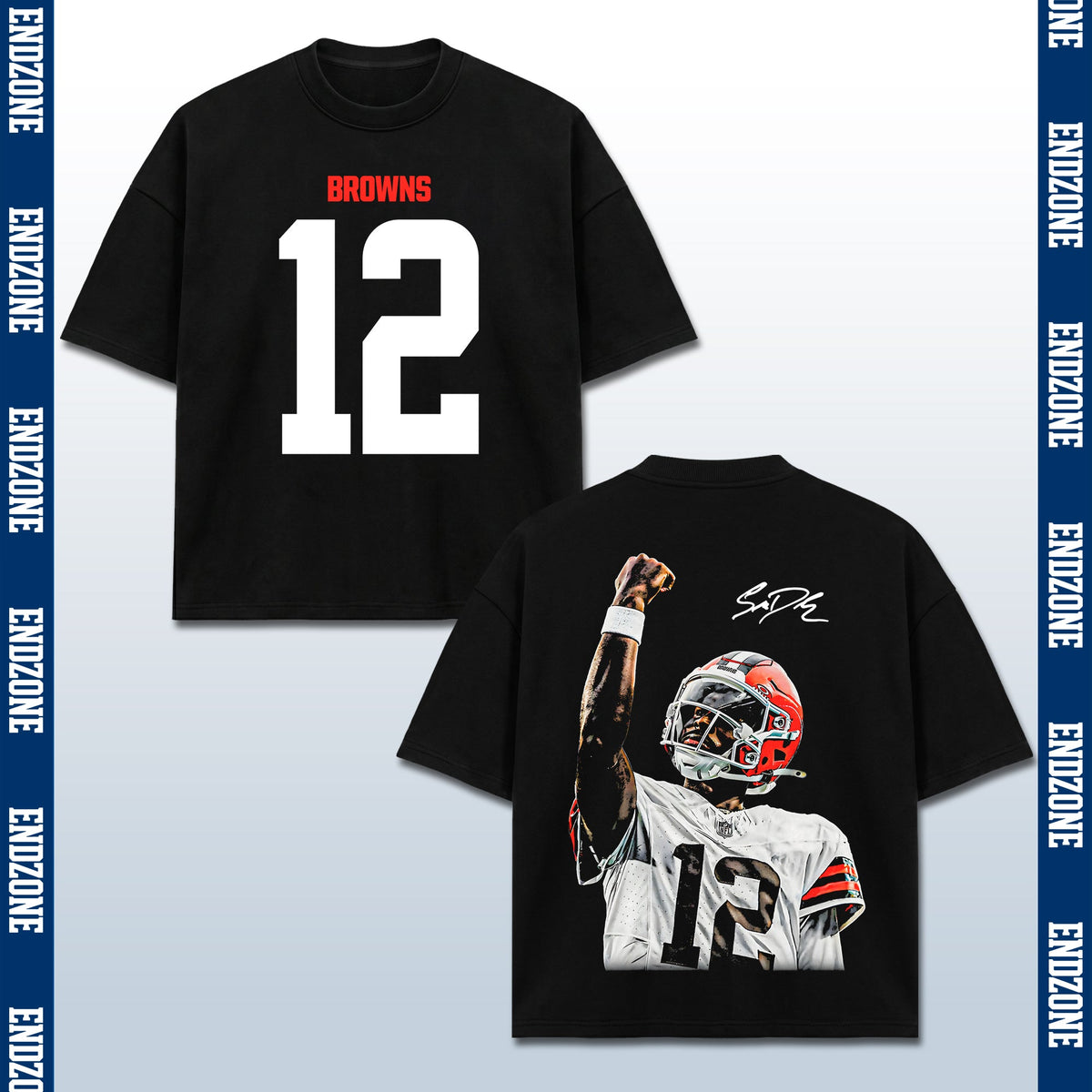 Tom Brady Cleveland Browns #12 Raising Fist Vintage Graphic Hoodie Sweatshirt T-Shirt, NFL Football Season Apparel, T. Brady TB12 GOAT Legend Retro Streetwear Tee, Cleveland Football Fan Gift