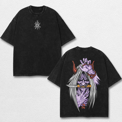 Retro Minato Reaper Death Seal - Naruto Oversize Lightweight Acid Washed Hoodie Sweatshirt Tee, Anime Graphic Design Unisex Top Cotton Streetwear Shirt Clothes