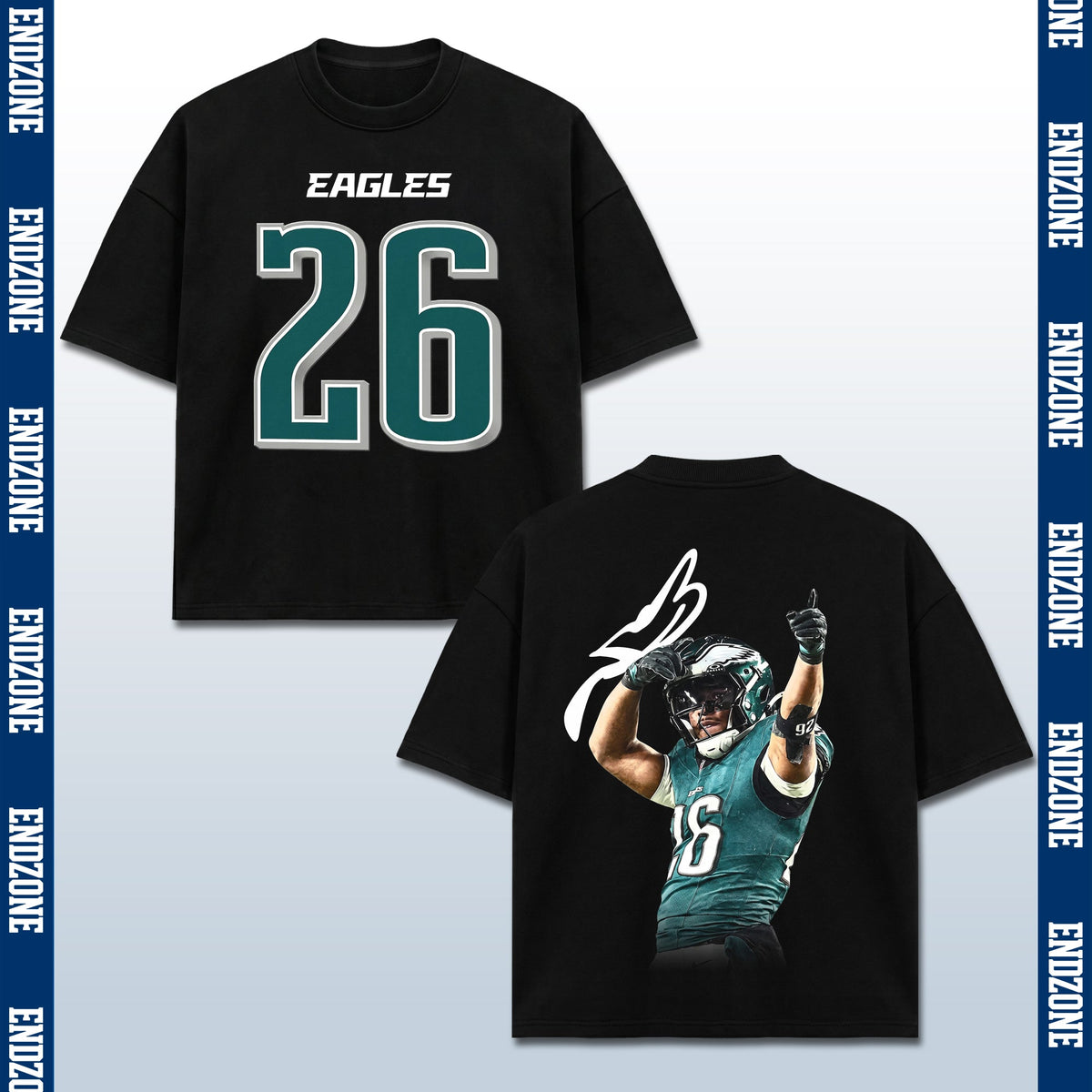 Saquon Barkley Philadelphia Eagles #26 Pointing Celebration Vintage Graphic Hoodie Sweatshirt T-Shirt, NFL Football Season Apparel, S. Barkley SB26 All-Pro Legend Retro Streetwear Tee, Philadelphia Football Fan Gift