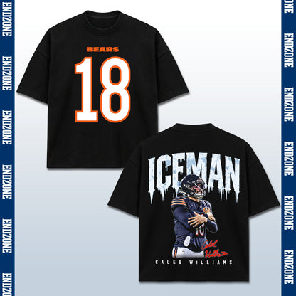Caleb Williams Chicago Bears #18 Iceman Vintage Graphic Hoodie Sweatshirt T-Shirt, NFL Football Season Apparel, C. Williams CW18 QB1 Legend Retro Streetwear Tee, Chicago Football Fan Gift