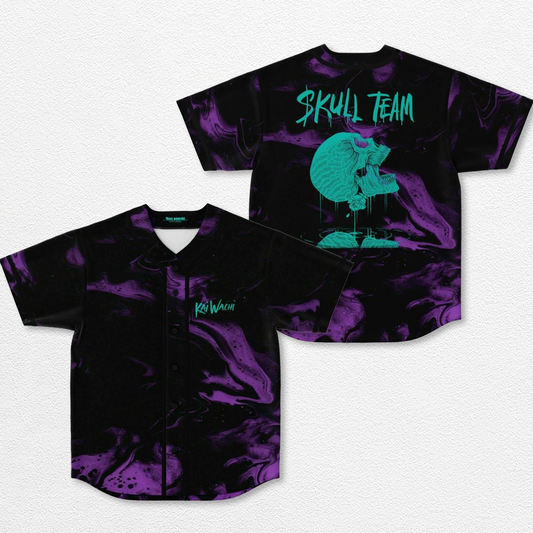 Kai Wachi Skull Team Baseball Jersey, EDM Festival Family Gift, Unisex Breathable Men's Jersey, 420 Lover Graphic Shirt, Gift For Jersey Fan EDM Electronics Music