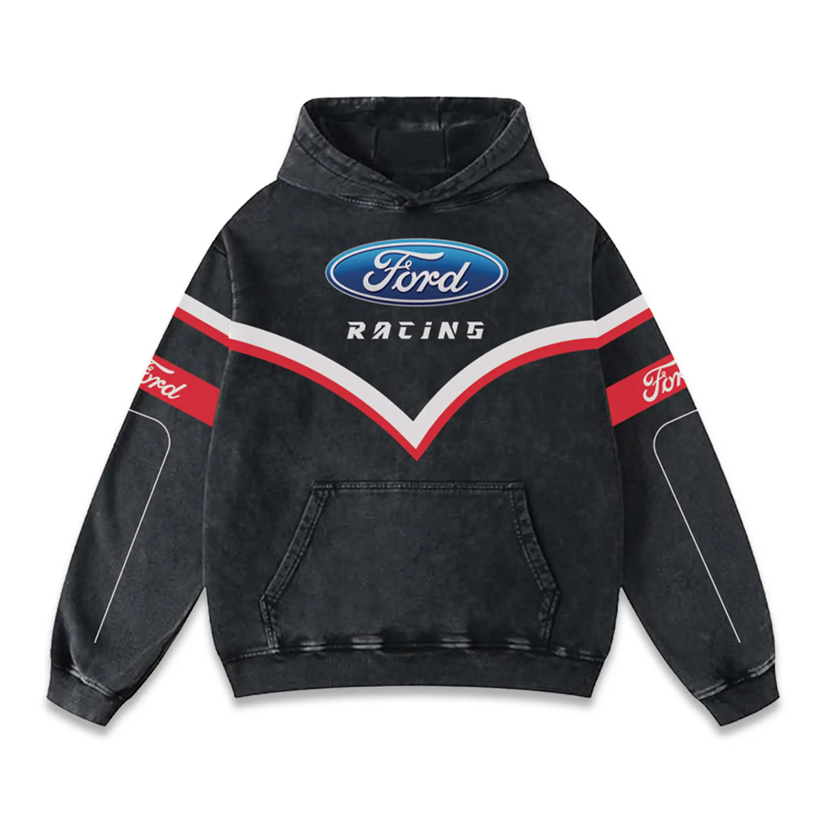 Ford Racing Biker Hoodie Washed Vintage MotoGP Racing Streetwear, Motorcycle Graphic Hoodie Unisex, Designed for Motor Fans, Sportbike Culture, Speed Lovers & Urban Motorbike Style