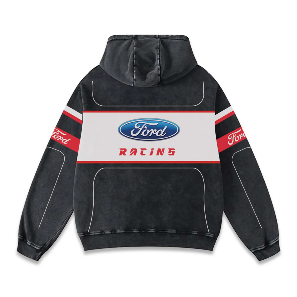 Ford Racing Biker Hoodie Washed Vintage MotoGP Racing Streetwear, Motorcycle Graphic Hoodie Unisex, Designed for Motor Fans, Sportbike Culture, Speed Lovers & Urban Motorbike Style