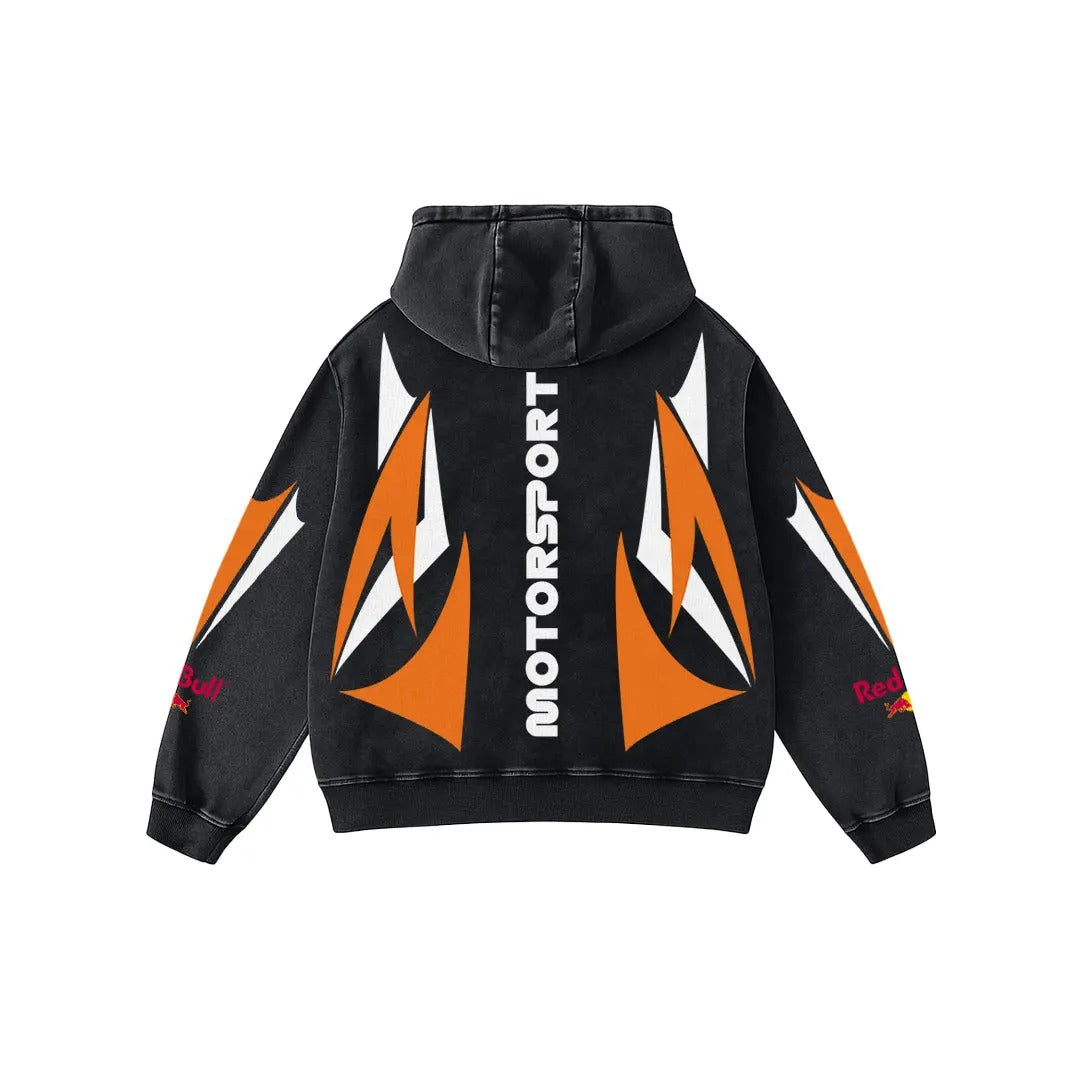 KTM Redbull Motorsport Biker Hoodie Washed Vintage MotoGP Racing Streetwear, Motorcycle Graphic Hoodie Unisex, Designed for Motor Fans, Sportbike Culture, Speed Lovers & Urban Motorbike Style