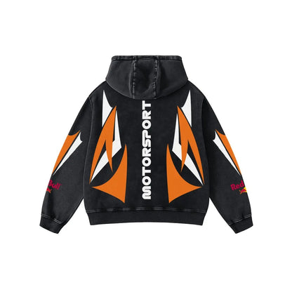 KTM Redbull Motorsport Biker Hoodie Washed Vintage MotoGP Racing Streetwear, Motorcycle Graphic Hoodie Unisex, Designed for Motor Fans, Sportbike Culture, Speed Lovers & Urban Motorbike Style